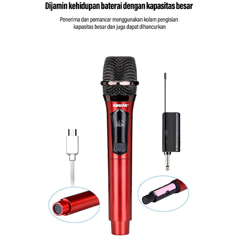 SHURE-302 Mikrofon Nirkabel Karaoke Profesional Mikrofon Nirkabel Mikrofon Ganda Murah 6
