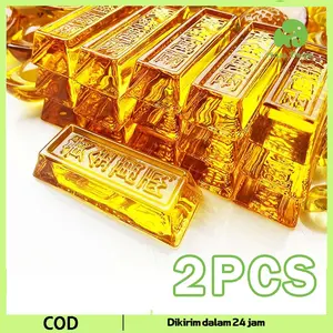 2pcs Fengshui Kekayaan Gold Ingot Bar Wealth Dekorasi Emas Batangan Gold Yuanbao Fengshui Kekayaan Penarik Rezeki Ampuh