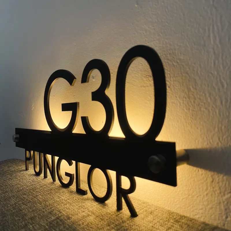 Angka Nomor Rumah Minimalis Lampu Led Elegan Waterproof 1