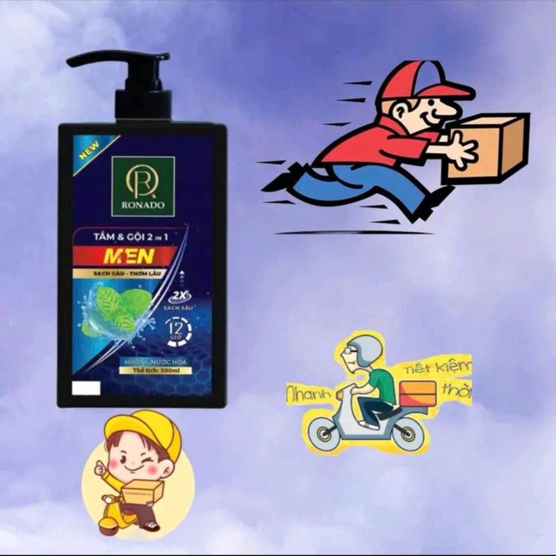 Ronado Sữa Tắm Gội 2 In 1 Men Ronado 500 ML Thơm Lâu Sạch Gàu Dành Cho Nam 