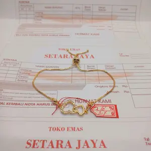 terbaru,gelang serut wanita,motip love gandeng,berlapis emas,free ada surat dari tokoh