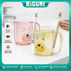 GELAS CANGKIR KUMUR Anak Tempat Sikat Gigi 2 in 1 Karakter Lucu Cute Hello Bear Mouthwash Cup Plastik