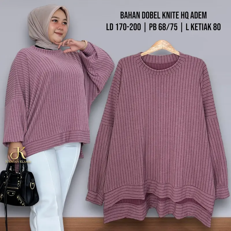 Atasan Knite Batwings Jumbo LD 170-210 Estimasi BB 85-140KG Hq Free Bros Muslim Wanita Knitwear Baju Oversize Panjang | By Juragan Klambi 6