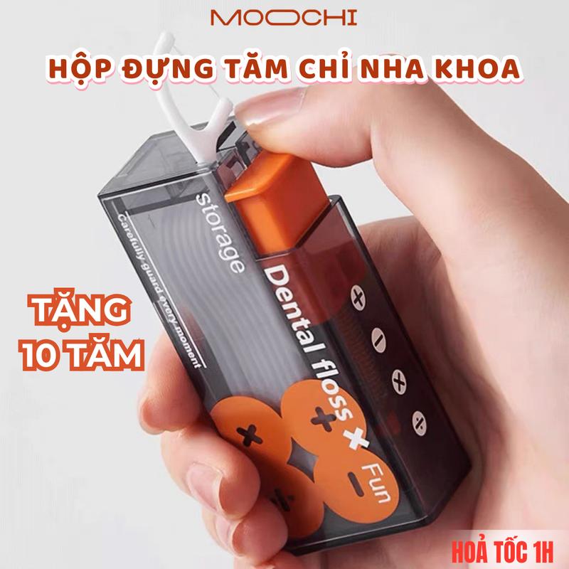 Hộp đựng tăm chỉ nha khoa có nút bấm tự động nhỏ gọn tiện lợi khi đi chơi, du lịch 1