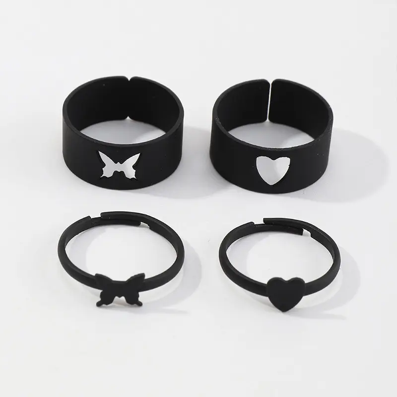 [Yybooklu]COD European American Versatile Hip-hop Ring Set Star Moon Punk Geometric Simple Ring 4