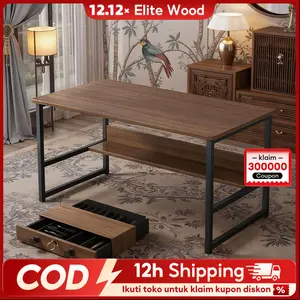 Elite Wood-Meja belajar, meja komputer, meja keluarga, meja makan keluarga, putih, primwood, kecoklatan, meja lebar untuk menyimpan rak 120*45*73CM Furniture