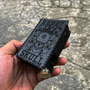 Premium Leather Sleeve Case R234 / R234 Pro Kulit Hitam Motif Rebel Skull