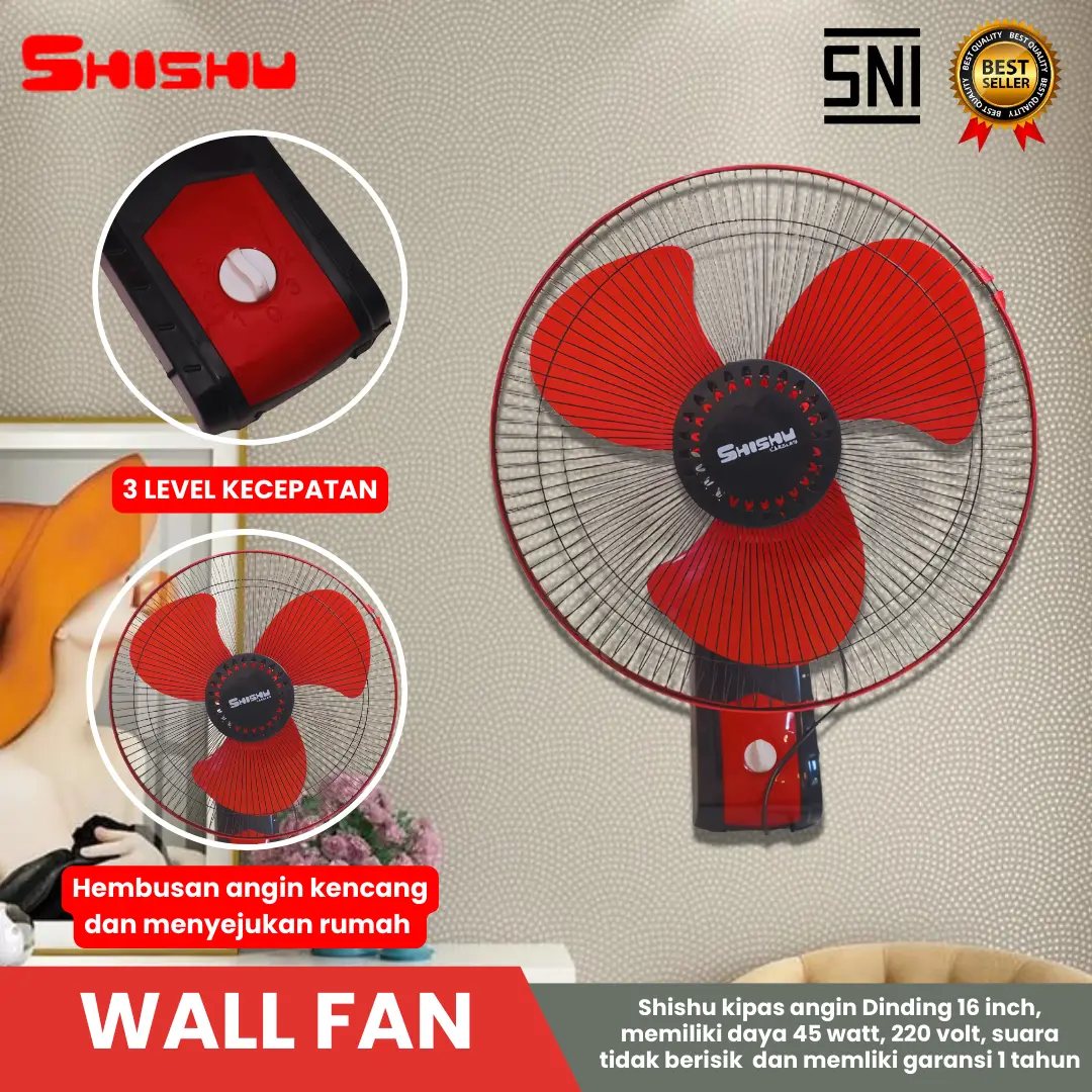 [HANYA DISINI] Wallfan SHISHU 16inch dr Kipas Angin Dinding SHISHU SH-168