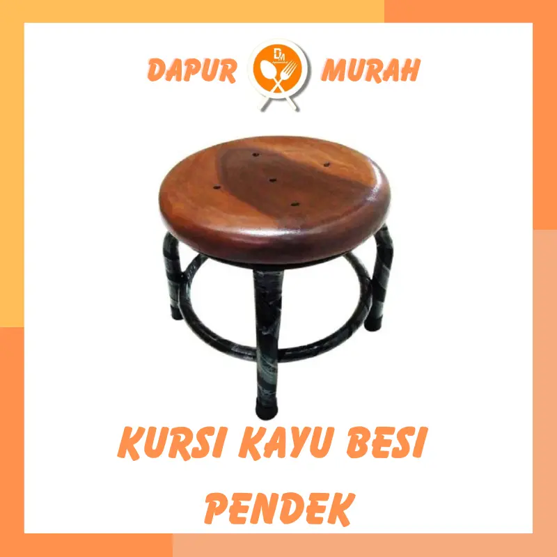 Kursi Kayu Besi 30cm Pendek | KURSI KAYU PENDEK- DM Furniture