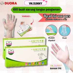 DUORA 100 Buah Sarung Tangan TPE Sekali Pakai Sarung Tangan Bebas Lateks Peralatan Dapur, Pembersih Memasak