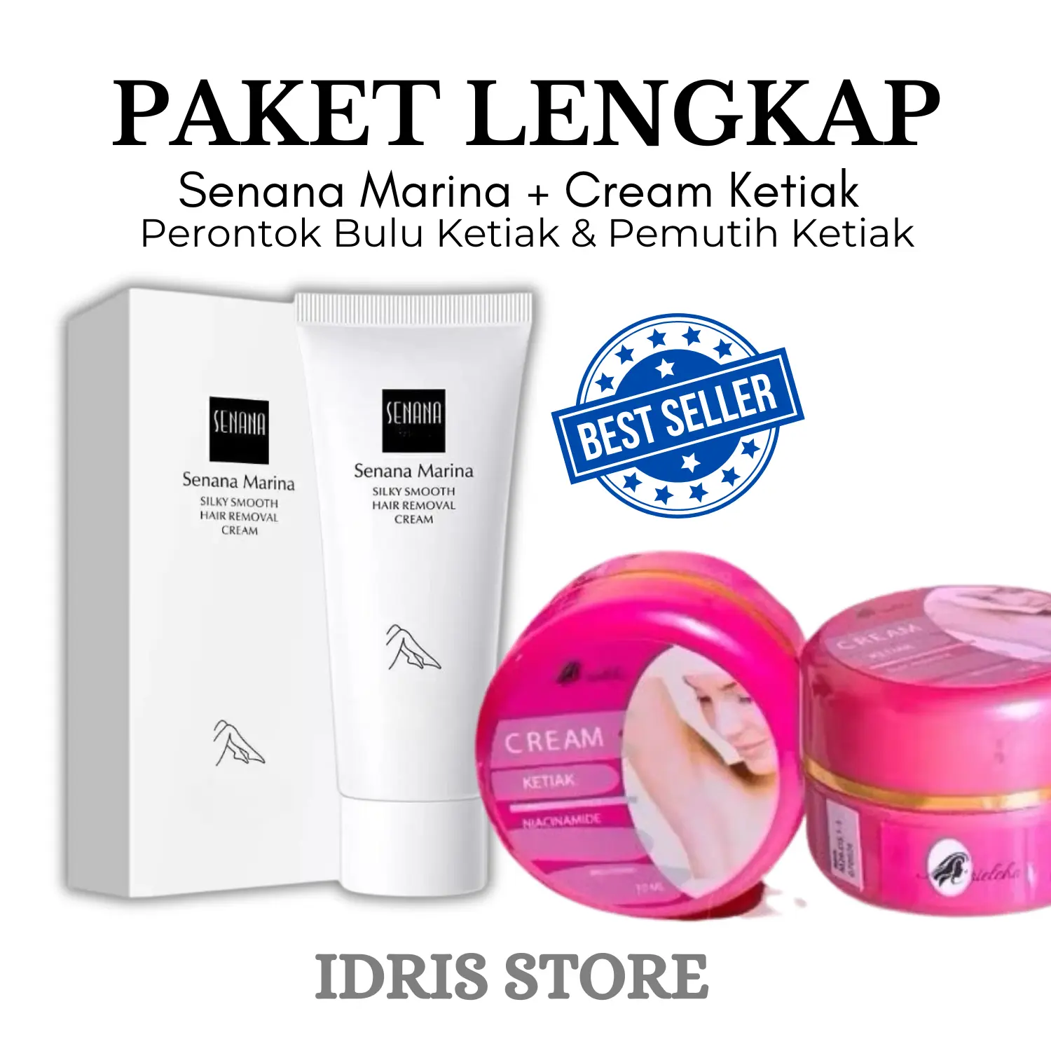 [PROMO PAKET LENGKAP] Senana Marina dan Cream Ketiak Paket Perontok Bulu dan Mencerahkan Ketiak Original BPOM