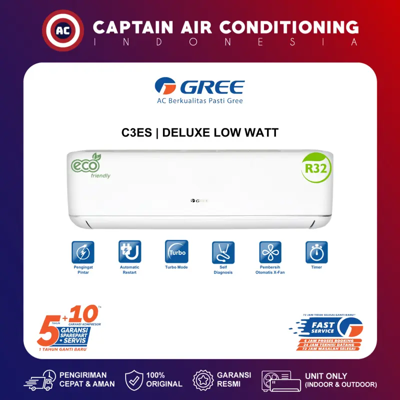 GREE AC Split GWC-09C3ES / GWC09C3ES 1 PK Deluxe Low Watt 0