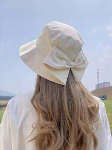 Sombrero tipo cubo para mujer primavera/verano, sombrero solar con protección UV, diseño de lazo, ala ancha, moda al aire libre, material de denim