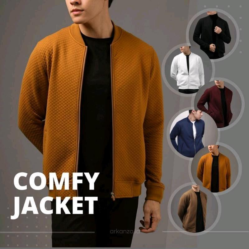 Jaket Comfy Bomber Original Premium Casual Hitam Dewasa Pria - Distro 8