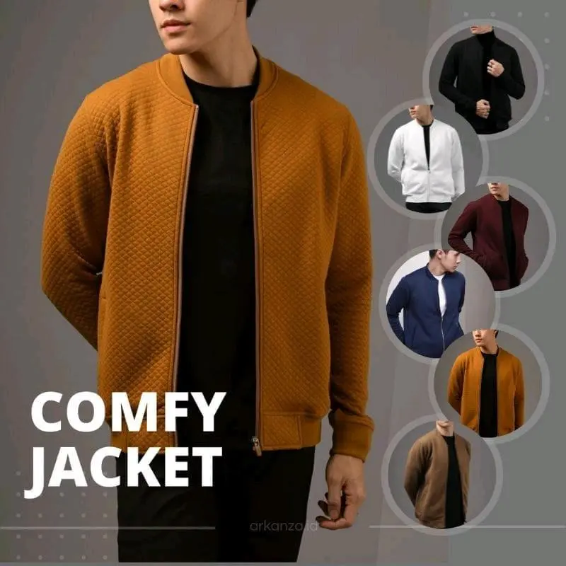 Jaket Comfy Bomber Original Premium Casual Hitam Dewasa Pria - Distro 8
