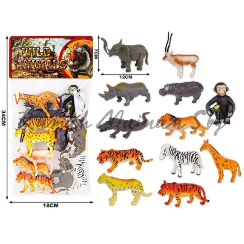 Mainan edukasi anak Hewan Satwa Karet ukuran kecil 12pcs Miniatur satwa Karet 12pcs-Miniatur Animal Wild Animal Figure toys hewan 4