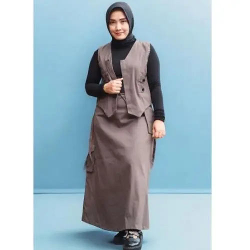 One Set Ohara Cargo Bahan Katun Import Setelan Wanita Rompi kekinian Style Muslim Lembut Nyaman 0