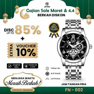 AIYISHI jam tangan pria jam tangan pria tahan air ori  Tahan Air 30 Meter Mesin Kuarsa Otomatis Bahan Stainless Steel jam analog Garansi 2 Tahun jam tangan pria casual Kaca Jam Warna Hitam watch