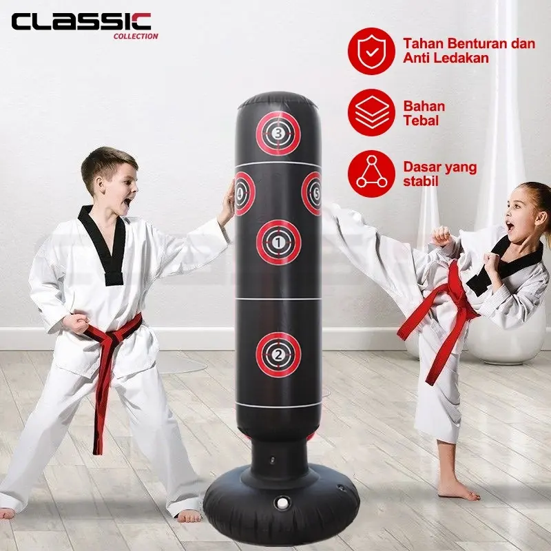 Samsak Tinju Berdiri Model Tiup untuk Anak & Dewasa, tinggi 160 cm dengan bahan PVC/ Standing Boxing Angin, cocok untuk latihan beladiri maupun tinju