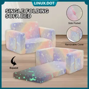 2 In 1 Sofa Lipat Anak Bersinar Dalam Gelap Bintang Unicorn Cahaya Sofa Anak-anak