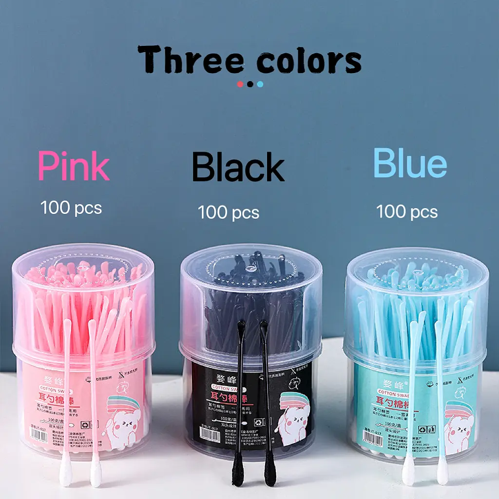 100/200 pcs disposable makeup cotton swabs with double head design and ear scoop cotton swabs