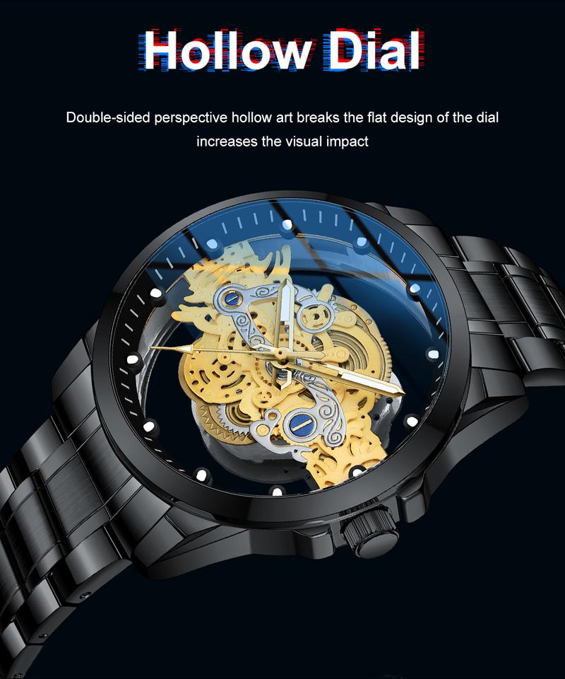 Product Introduction of 【003Harga telah diganti, cepat beli】BIDEN Jam Tangan Pria Anti Air Transparan Dial Cool Kuarsa Tali Stainless Steel Jam Tangan Cowok  YN0574 8