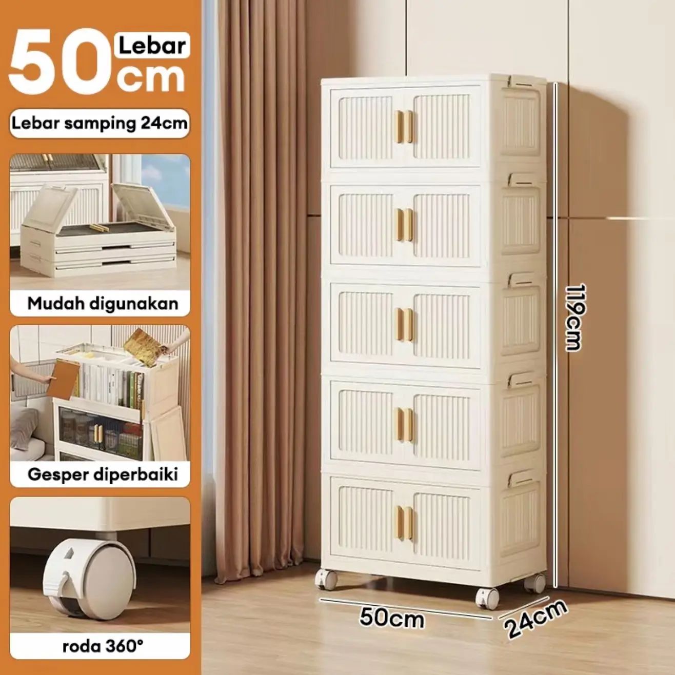 【Krem】50cm-5 Lapisan