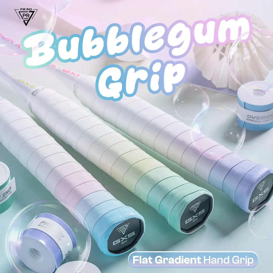 [GRIP DUA WARNA] P.R IND Bubblegum Premium Grip Raket Gradien Badminton Bulutangkis Tennis Pickleball Anti-slip multi warna dan nyaman