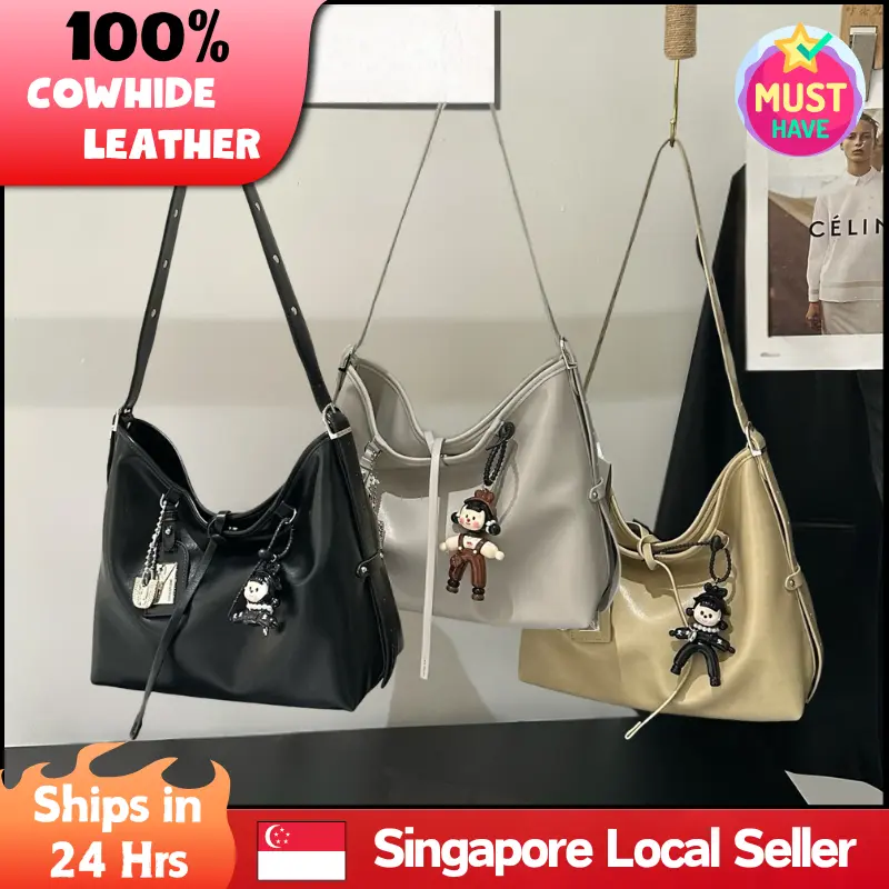 [SG] Ready Stock - Korean Soft Leather Underarm Bag, Large Capacity, Perfect for Work & Everyday Use