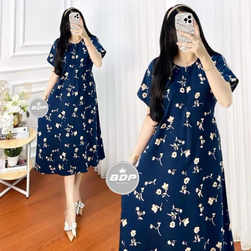 Daster Rayon Lengan Pendek Busui Resleting Depan Ld 110 Daster Remaja Motif Terbaru Dres Panjang Wanita Bumil Kancing Baju Tidur Arab Renda 3