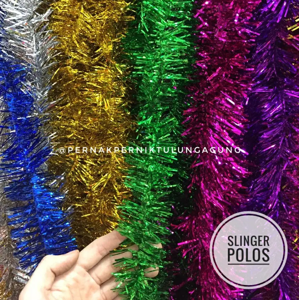 Slinger Tebal Polos Diameter 4cm Dekorasi Tinsel Pesta Ulang Tahun