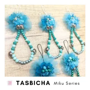 Exobrooch Tasbicha | Tasbih | HP Strap | Bag Charm | Muslim | Aksesoris Mukena | Biru Hijau Tozca
