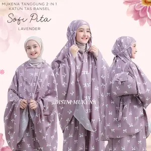 MUKENA TANGGUNG 2 IN 1 TAS RANSEL KATUN MIKRO SOFI PITA - DISINIMUKENA