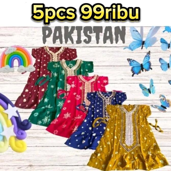 PAKET 5 PCS DASTER ANAK PAKISTAN 1-6 TH daster anak renda daster anak perempuan daster anak anak 1