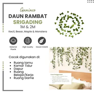 Guninco Daun Rambat Daun Palsu Aesthetic Daun Artificial Tanaman Rambat Daun Plastik Daun Gantung Ivy Anggur Sirih Srigading Dekorasi Kamar Aestehtic Aksesoris Hiasan Dinding Merah