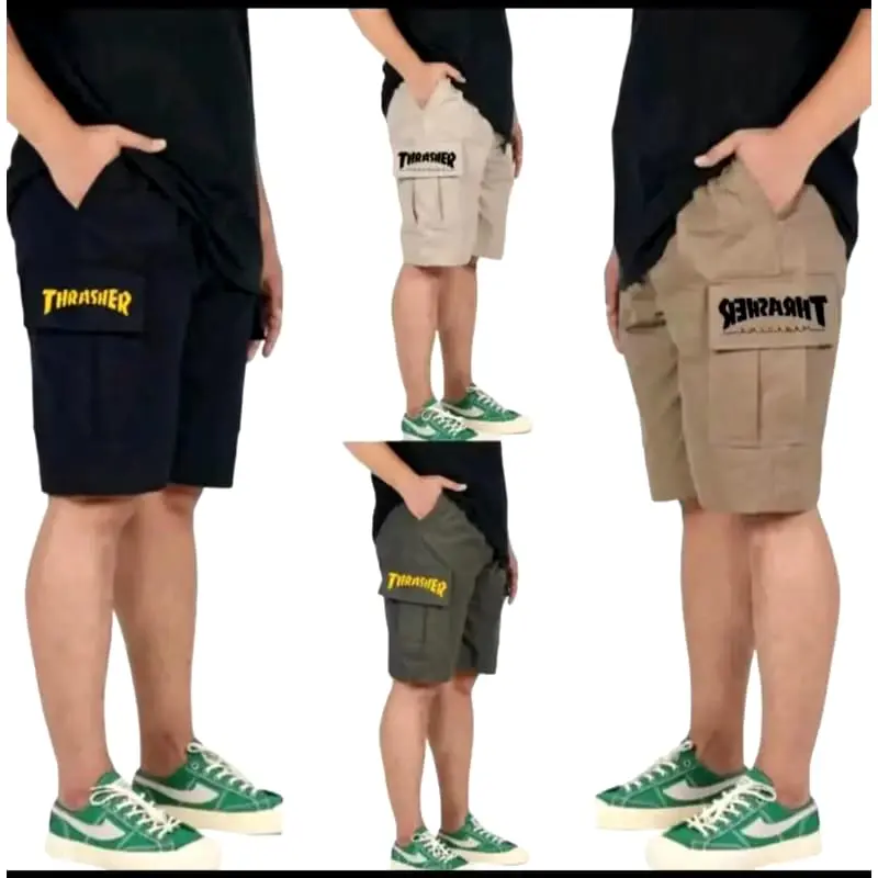Promo  Celana Pendek Cargo  / Celana Cargo Thrasher Pendek Outdoor Pria casual regular Distro Santai Karet Panjang