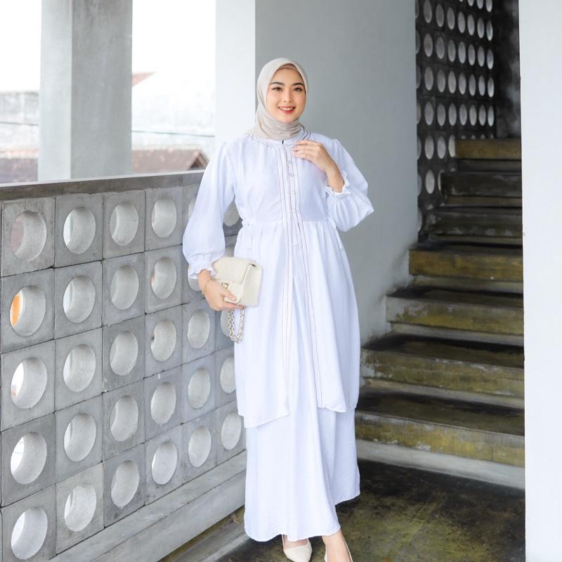 Amora Set by Adiyana Apparel Crinkle Nyaman Panjang Muslim Atasan 1