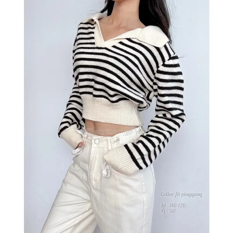 SWEATER SALUR/STRIPE FIT PINGGANG WANITA