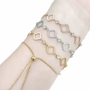 Gelang Tangan Titanium serut Bunga Bolong Korea Style Awet Tahan