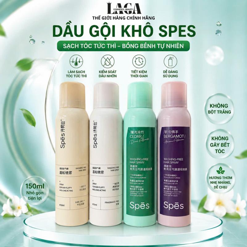 [Bán chạy nhất] Dầu gội khô SPES dạng xịt 3 tầng hương dưỡng tóc tạo phồng cấp tốc hút dầu không bết dính