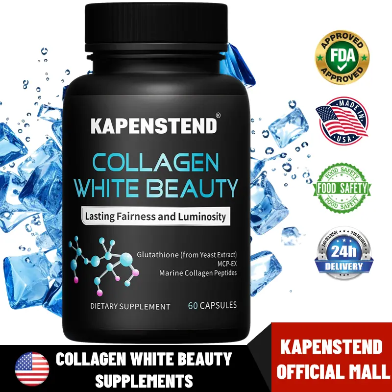 Collagen whitening capsules for skin, hair, nails, vitamins, minerals and supplements