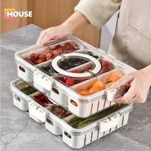 (COD) Kotak Penyimpanan/ Storage Kulkas/ 2 Grid/ 4 Grid / 8  Grid  Keranjang Saringan, Pengering Sayur, Keranjang Buah dan Sayur/ Pengering Sayuran Saringan Serbaguna/ Kotak Penyimpanan Multifungsi
