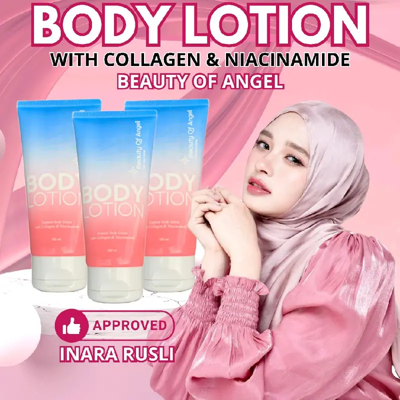Beauty Of Angel Body Lotion Collagen Cream Pemutih Mencerahkan Badan Kecantikan Aroma Bubble Gum Niacinamide BPOM Extract Memutihkan Tubuh Pencerah Hand Hitam Acid 0
