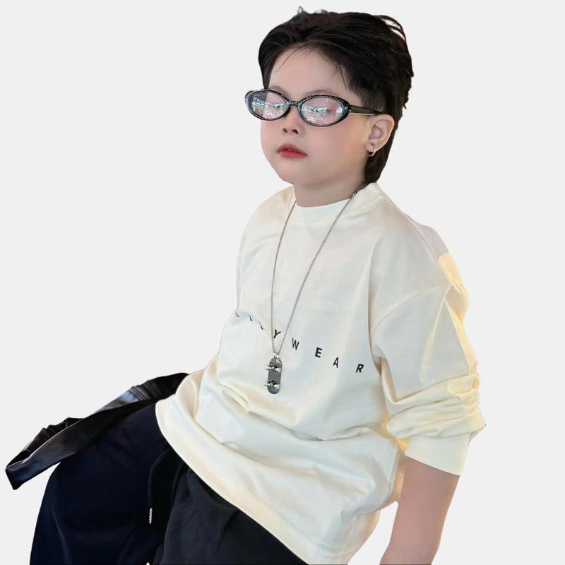 Khách chọn theo chiều cao Áo Thun Nam Tay Dài Bé Trai Phong Cách Hàn Quốc Mùa Thu Đông 2025,Áo Dài Cotton Cho Bé Size 20-40kg B0023