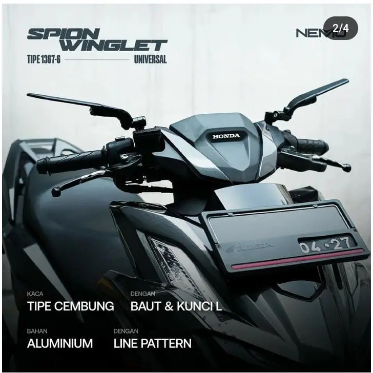 (BISA COD) Spion Winglet Model Rizoma Universal Kaca Cembung NEMO GMA, CBH Universal Motor (PREMIUM ) KWALITAS TERBAIK