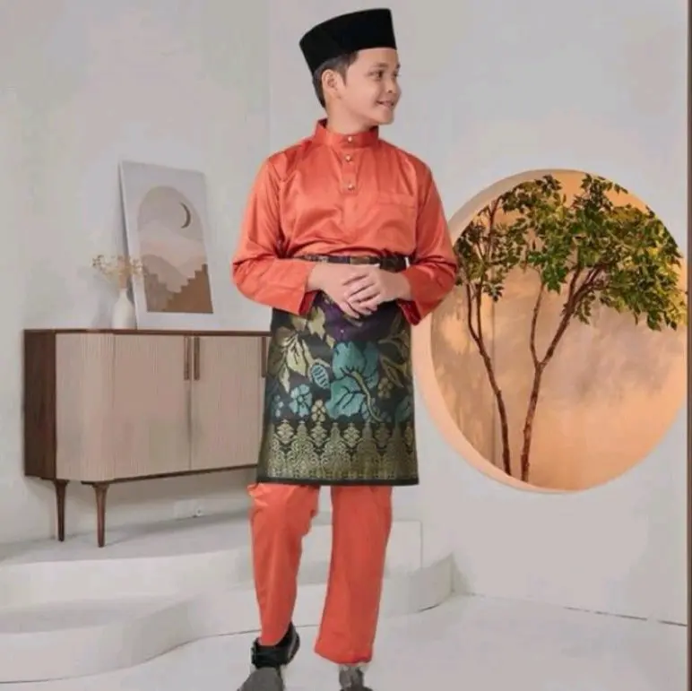 SETELAN Baju Melayu Anak Pria Teluk Belanga Muslim 1