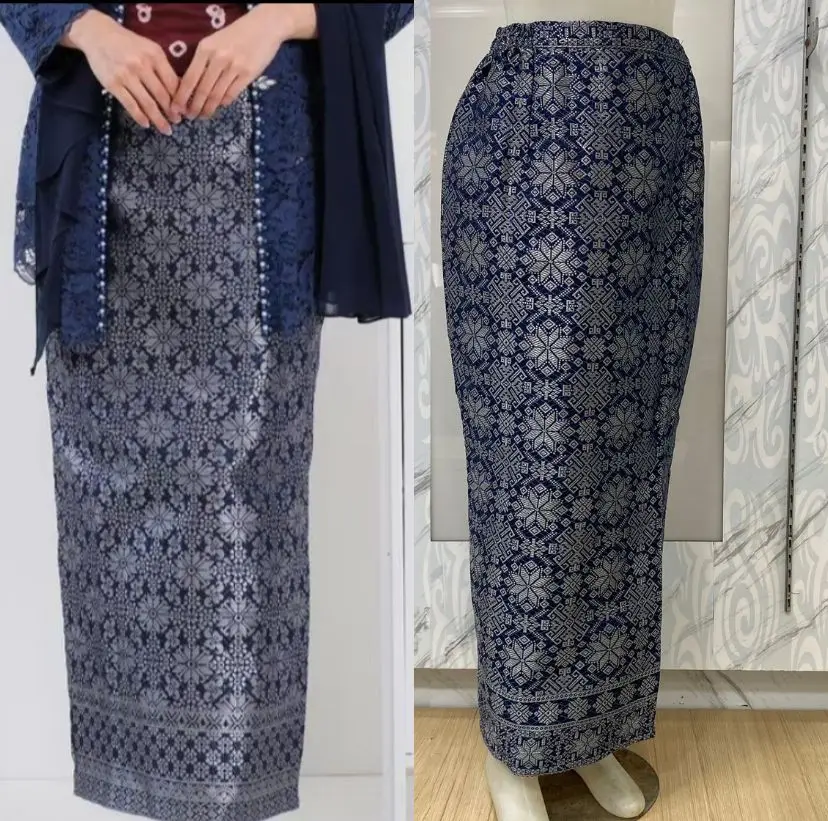 ROK SONGKET SPAN / ROK SONGKET KEBAYA / BAWAHAN KEBAYA WANITA / ROK BATIK SONGKET / ROK Kancing Karet Motif Katun Hitam Wisuda Kondangan Panjang