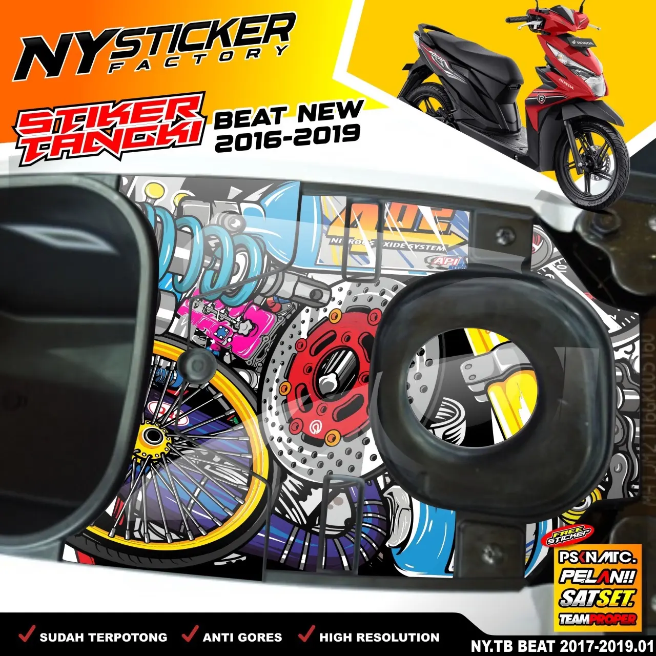 Stiker Tangki Bensin Beat FI New 2016-2019 Stiker Tangki Beat 2016 2017 2018 2019