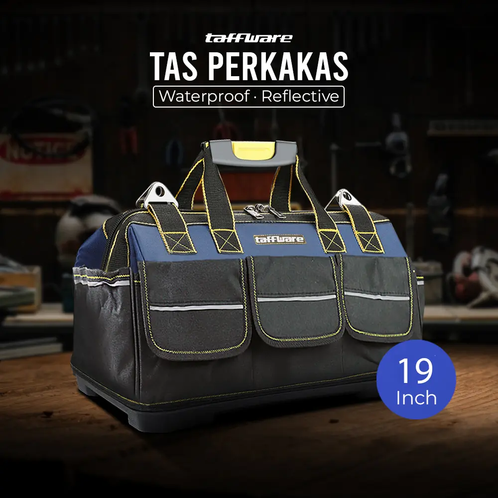 Tas Perkakas Serbaguna 19 Inch Tool Bag Tukang Box Tempat Peralatan Kerja Alas Plastik Tebal