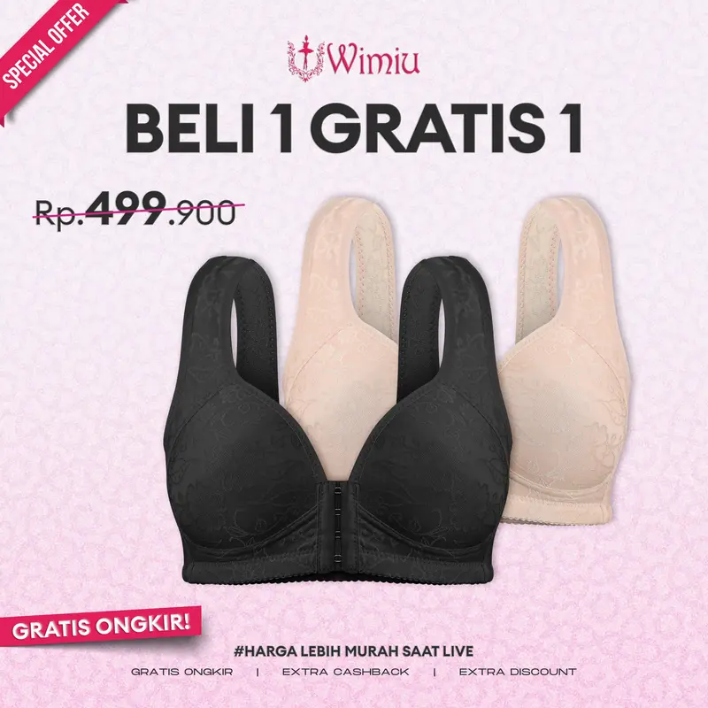 WIMIU PAKET 2 PCS BH Wanita Premium Bra Wanita BEHA Bunga Katun Busa Cewek 100094 Dewasa 0